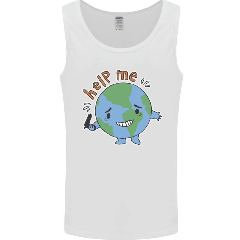 Help Me Climate Change Environment Mens Vest Tank Top White