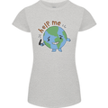 Help Me Climate Change Environment Womens Petite Cut T-Shirt Sports Grey