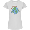 Help Me Climate Change Environment Womens Petite Cut T-Shirt White