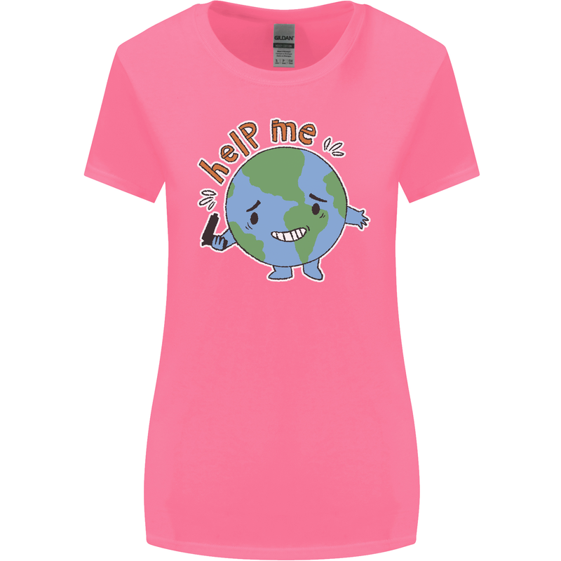 Help Me Climate Change Environment Womens Wider Cut T-Shirt Azalea