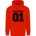 Her King Funny Valentines Day Childrens Kids Hoodie Bright Red