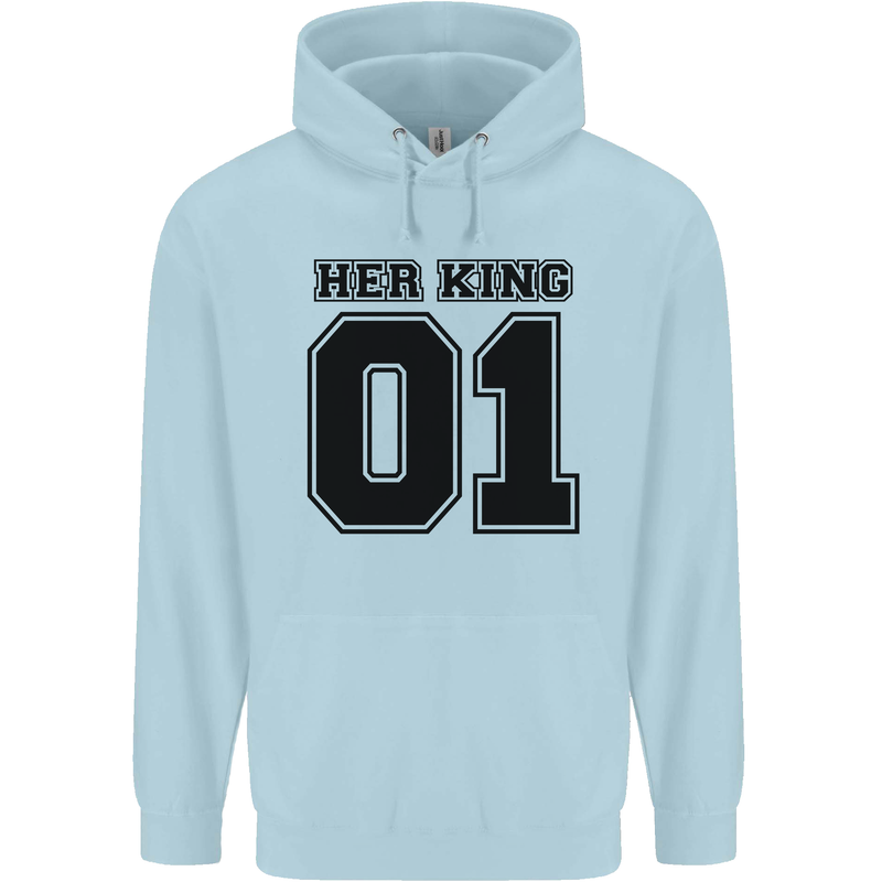 Her King Funny Valentines Day Childrens Kids Hoodie Light Blue