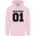 Her King Funny Valentines Day Childrens Kids Hoodie Light Pink