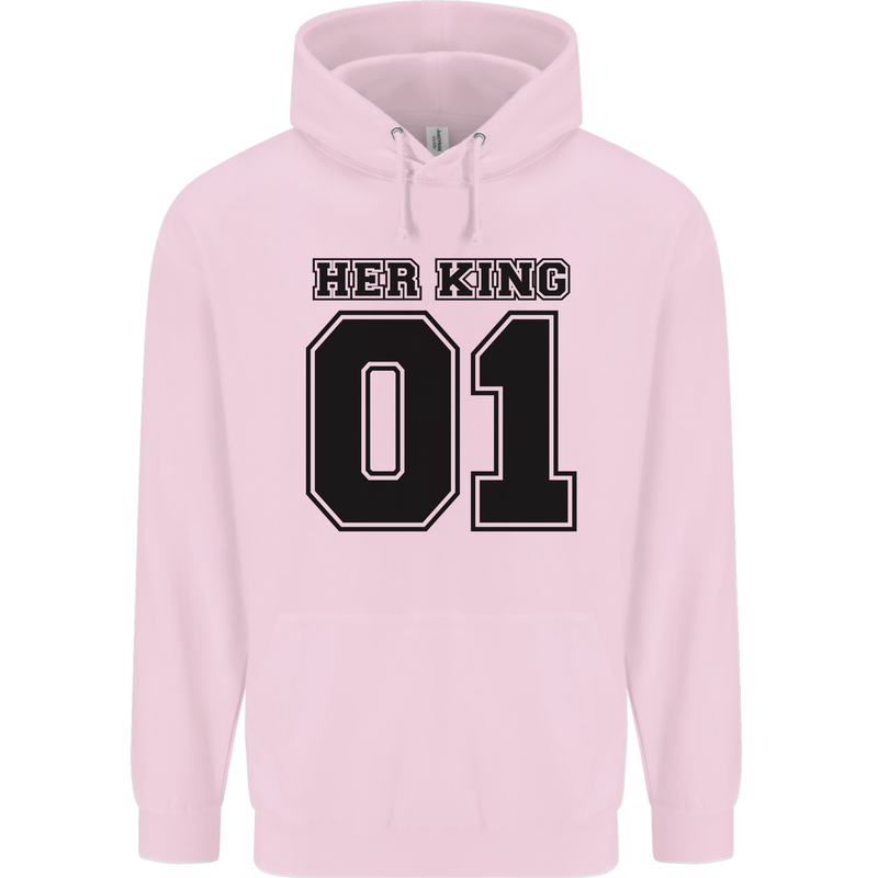 Her King Funny Valentines Day Childrens Kids Hoodie Light Pink