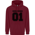 Her King Funny Valentines Day Childrens Kids Hoodie Maroon