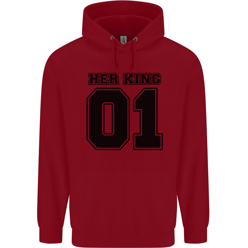 Her King Funny Valentines Day Childrens Kids Hoodie Red