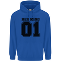 Her King Funny Valentines Day Childrens Kids Hoodie Royal Blue