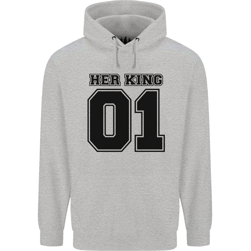 Her King Funny Valentines Day Childrens Kids Hoodie Sports Grey