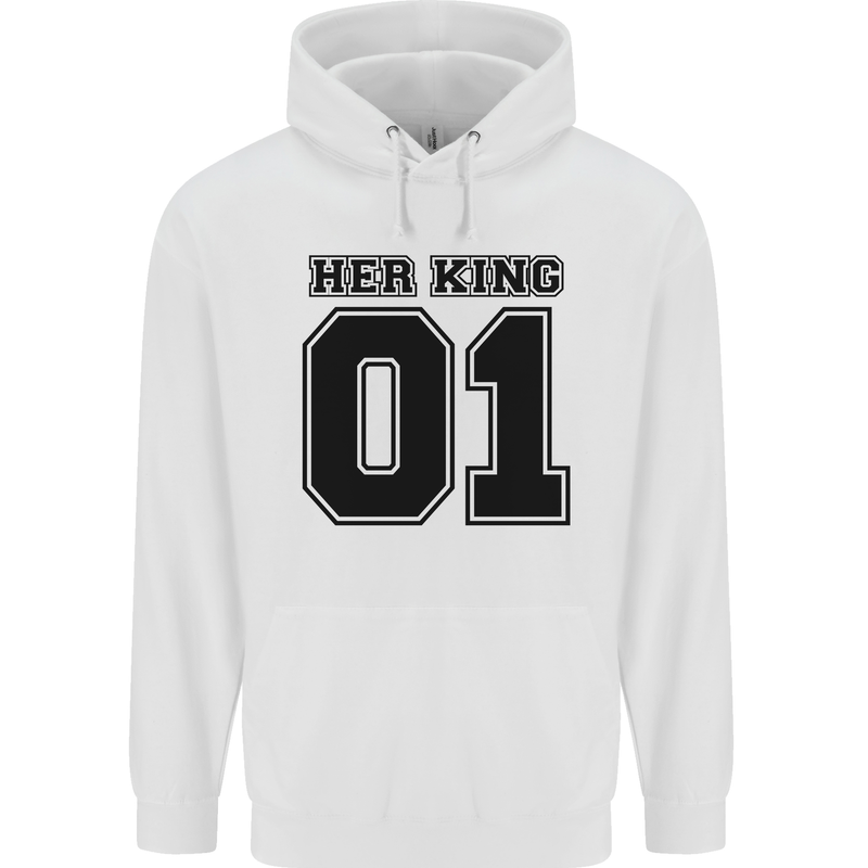 Her King Funny Valentines Day Childrens Kids Hoodie White