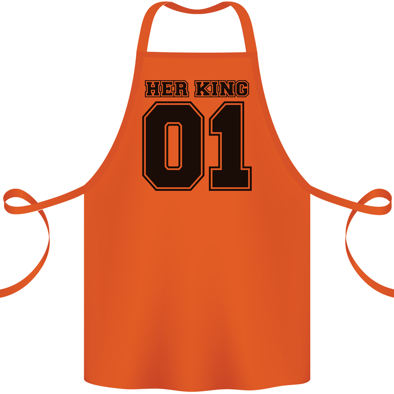 Her King Funny Valentines Day Cotton Apron 100% Organic Orange