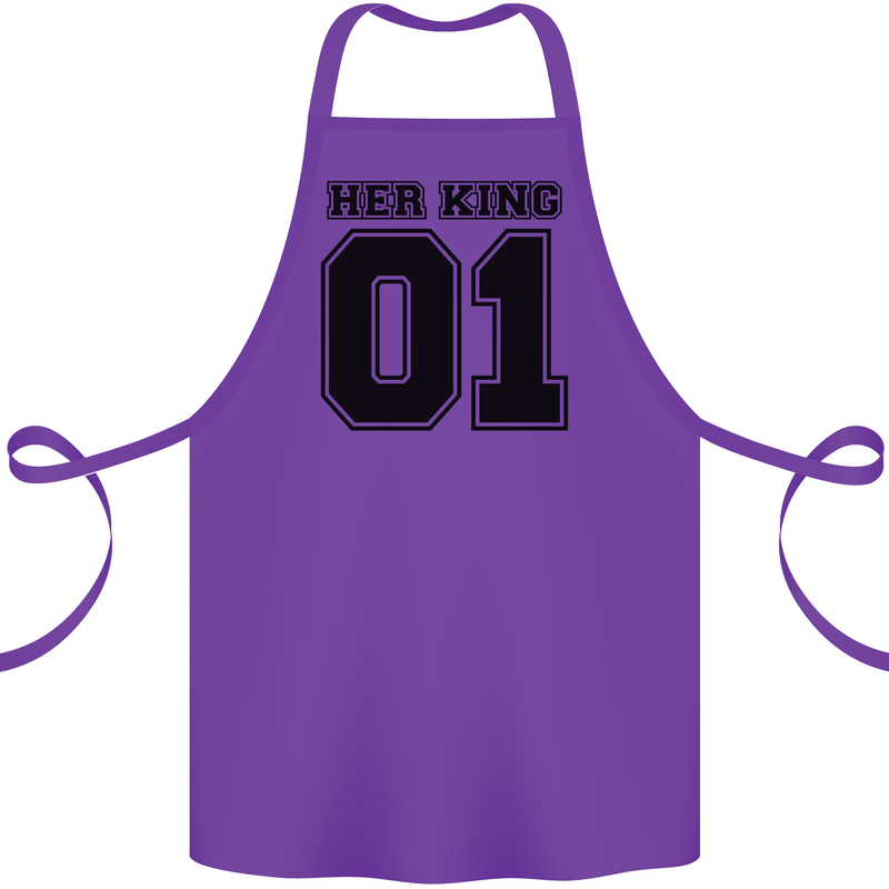 Her King Funny Valentines Day Cotton Apron 100% Organic Purple