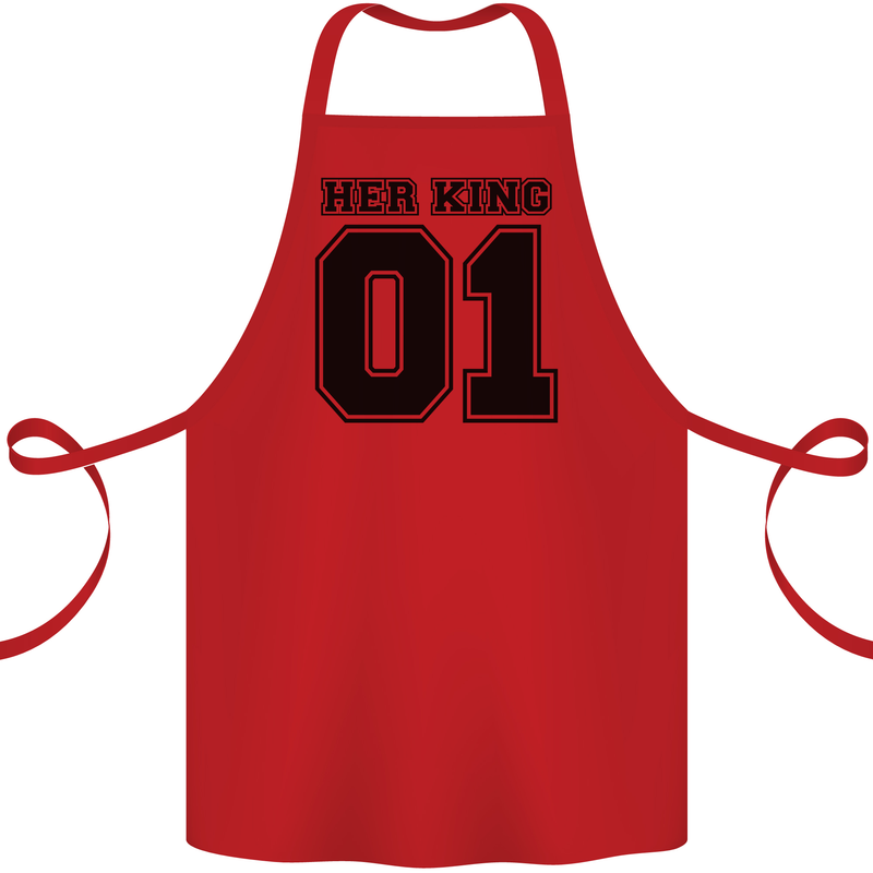 Her King Funny Valentines Day Cotton Apron 100% Organic Red