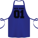 Her King Funny Valentines Day Cotton Apron 100% Organic Royal Blue