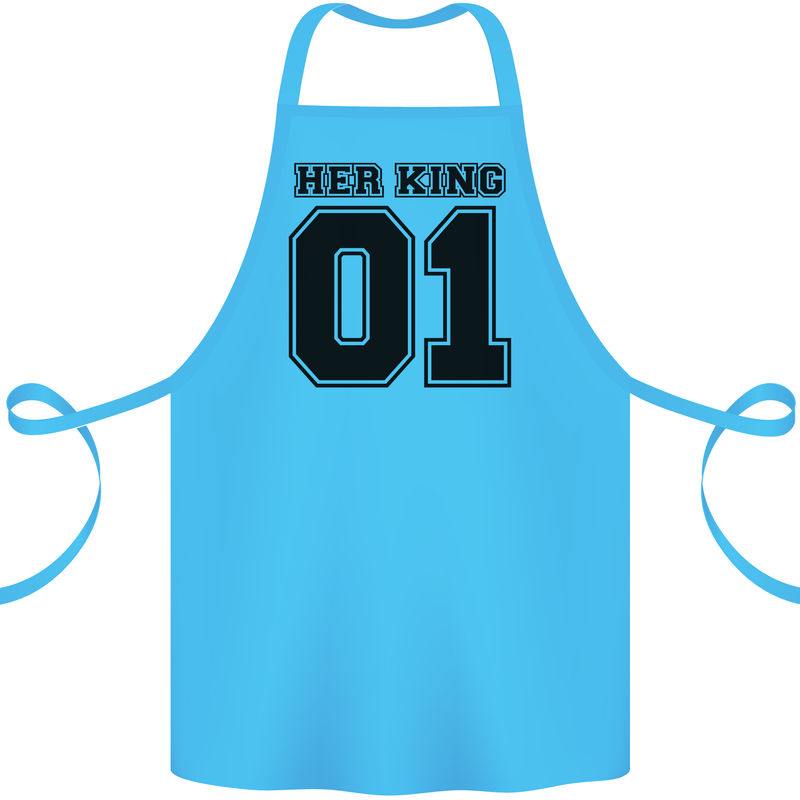 Her King Funny Valentines Day Cotton Apron 100% Organic Turquoise