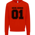 Her King Funny Valentines Day Kids Sweatshirt Jumper Bright Red