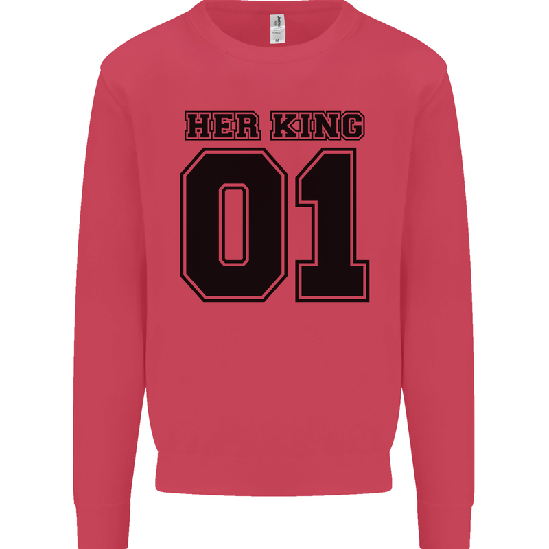 Her King Funny Valentines Day Kids Sweatshirt Jumper Heliconia