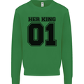 Her King Funny Valentines Day Kids Sweatshirt Jumper Irish Green