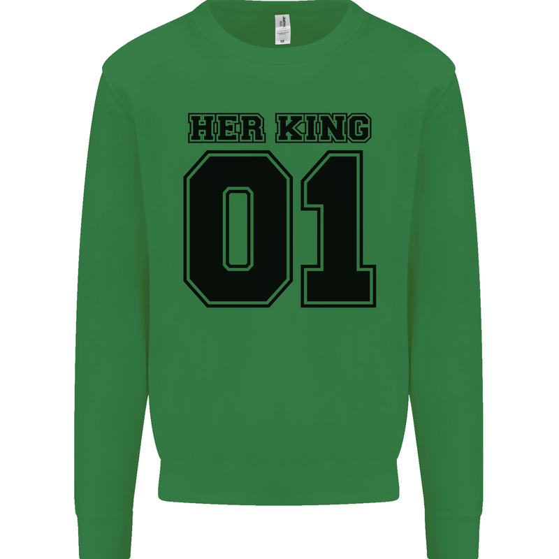 Her King Funny Valentines Day Kids Sweatshirt Jumper Irish Green