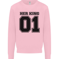 Her King Funny Valentines Day Kids Sweatshirt Jumper Light Pink