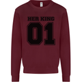 Her King Funny Valentines Day Kids Sweatshirt Jumper Maroon