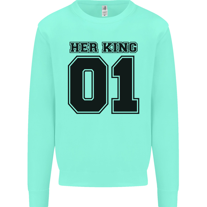 Her King Funny Valentines Day Kids Sweatshirt Jumper Peppermint