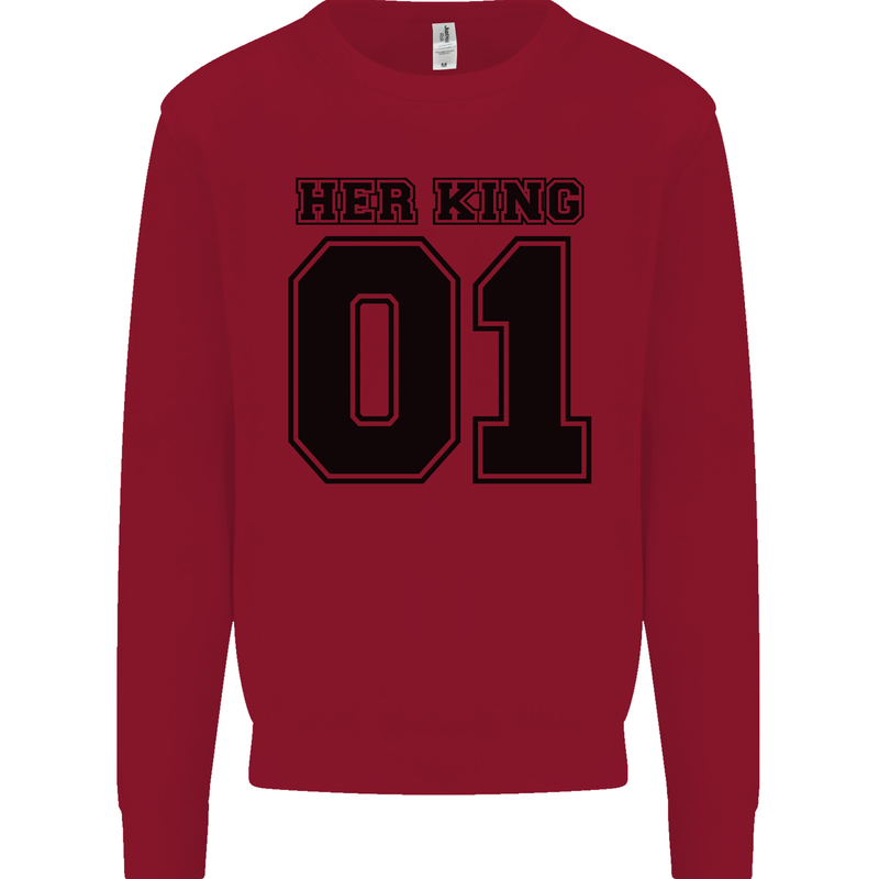 Her King Funny Valentines Day Kids Sweatshirt Jumper Red