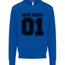 Her King Funny Valentines Day Kids Sweatshirt Jumper Royal Blue