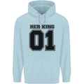 Her King Funny Valentines Day Mens 80% Cotton Hoodie Light Blue
