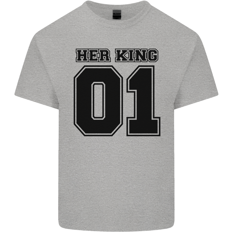 Her King Funny Valentines Day Mens Cotton T-Shirt Tee Top Sports Grey