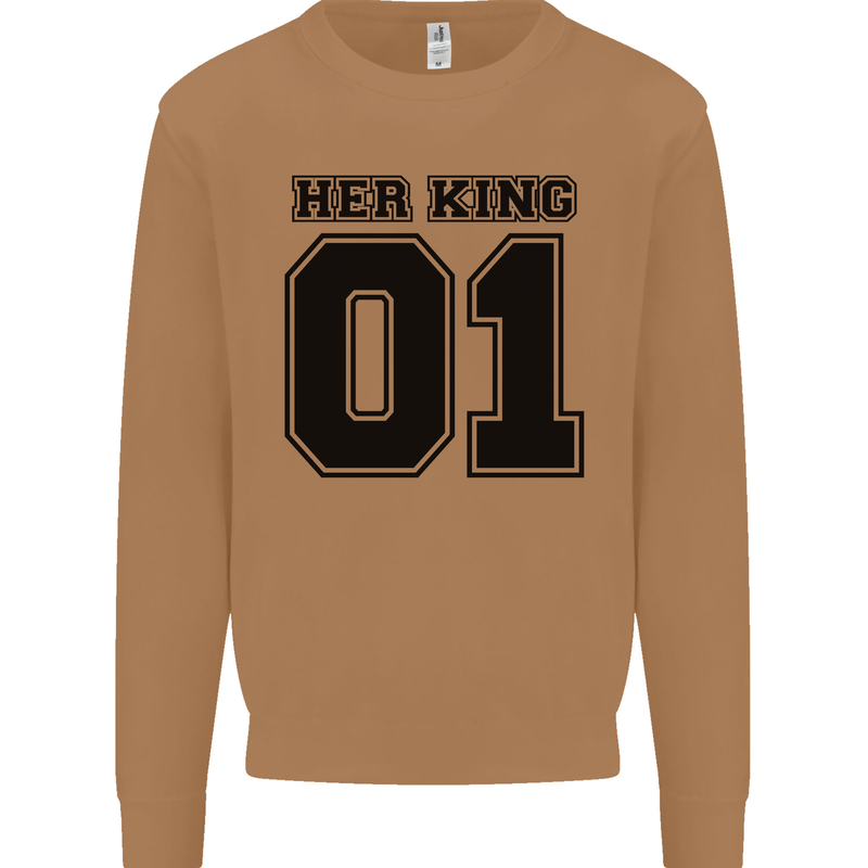 Her King Funny Valentines Day Mens Sweatshirt Jumper Caramel Latte