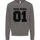 Her King Funny Valentines Day Mens Sweatshirt Jumper Charcoal