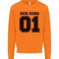 Her King Funny Valentines Day Mens Sweatshirt Jumper Orange