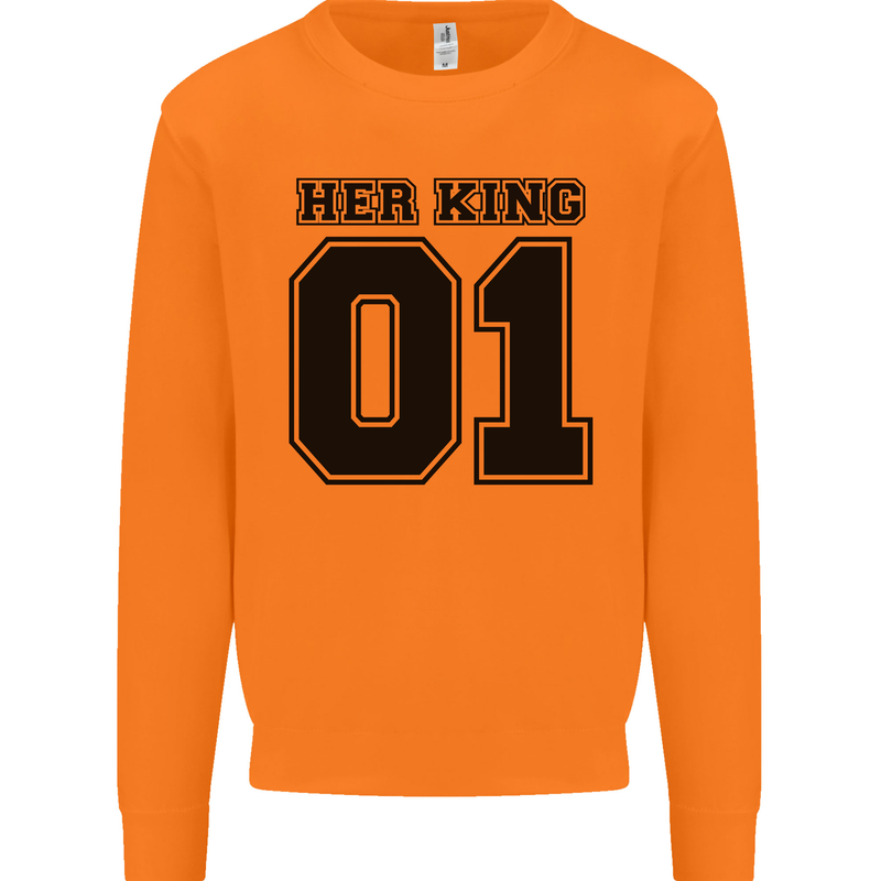 Her King Funny Valentines Day Mens Sweatshirt Jumper Orange