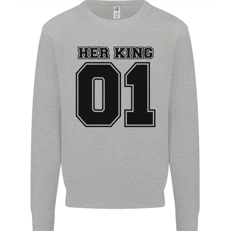Her King Funny Valentines Day Mens Sweatshirt Jumper Sports Grey