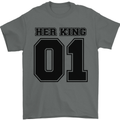 Her King Funny Valentines Day Mens T-Shirt 100% Cotton Charcoal