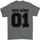 Her King Funny Valentines Day Mens T-Shirt 100% Cotton Charcoal