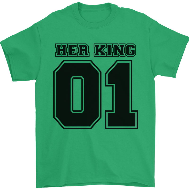 Her King Funny Valentines Day Mens T-Shirt 100% Cotton Irish Green