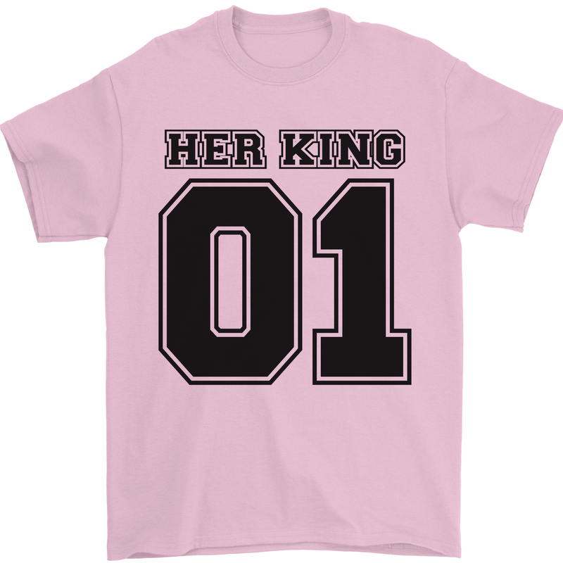 Her King Funny Valentines Day Mens T-Shirt 100% Cotton Light Pink