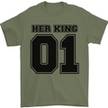 Her King Funny Valentines Day Mens T-Shirt 100% Cotton Military Green