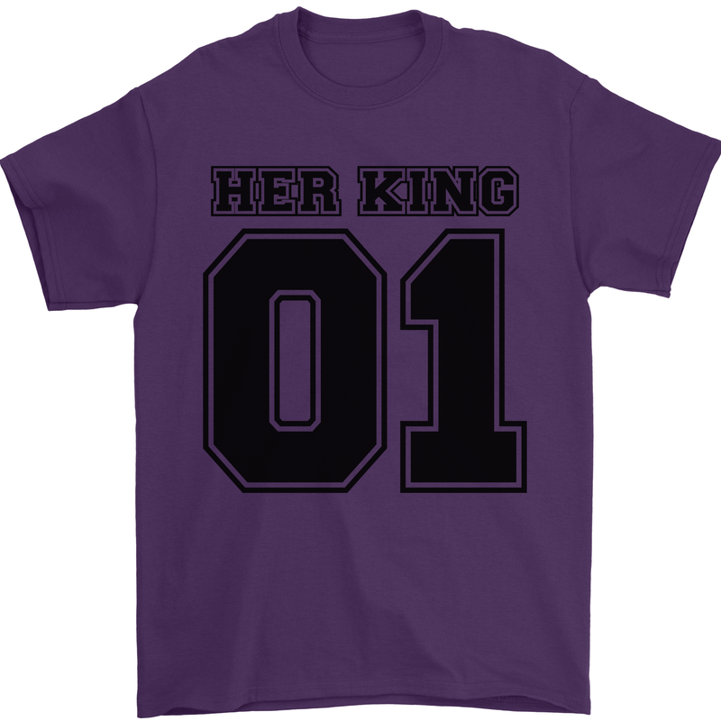 Her King Funny Valentines Day Mens T-Shirt 100% Cotton Purple