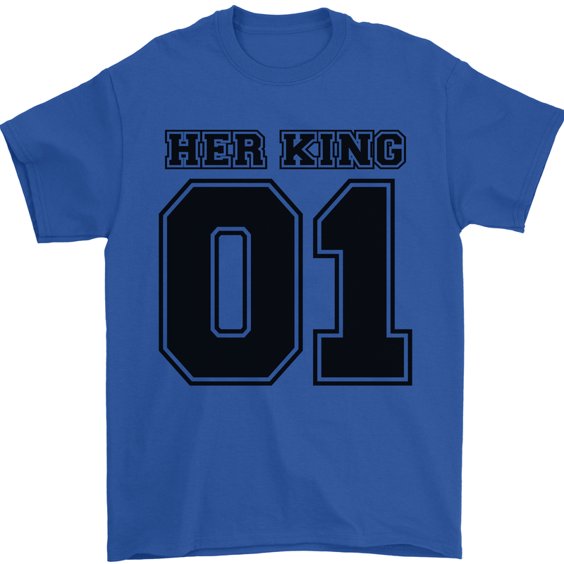 Her King Funny Valentines Day Mens T-Shirt 100% Cotton Royal Blue