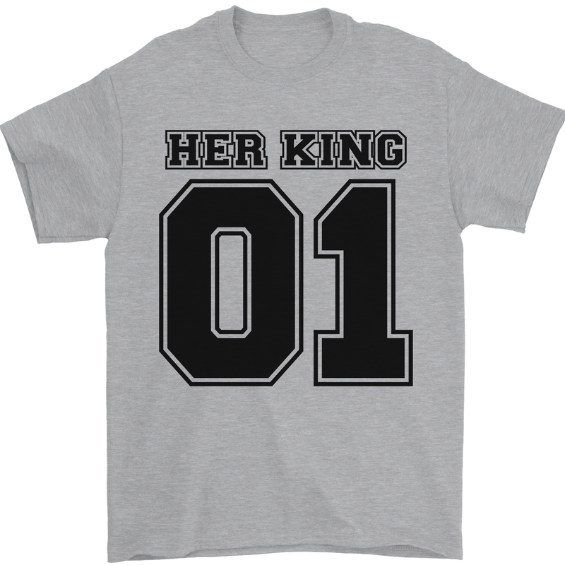 Her King Funny Valentines Day Mens T-Shirt 100% Cotton Sports Grey