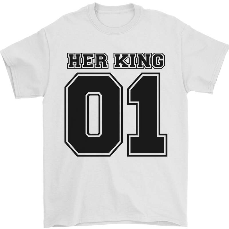 Her King Funny Valentines Day Mens T-Shirt 100% Cotton White