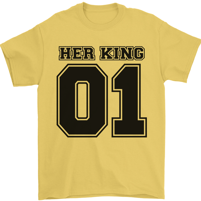 Her King Funny Valentines Day Mens T-Shirt 100% Cotton Yellow