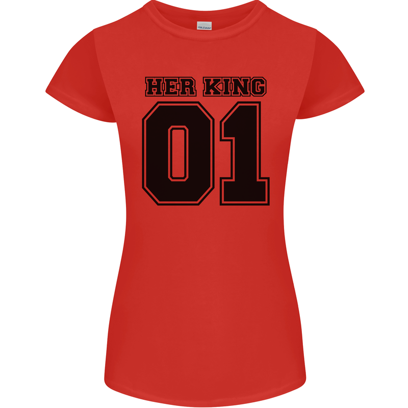 Her King Funny Valentines Day Womens Petite Cut T-Shirt Red