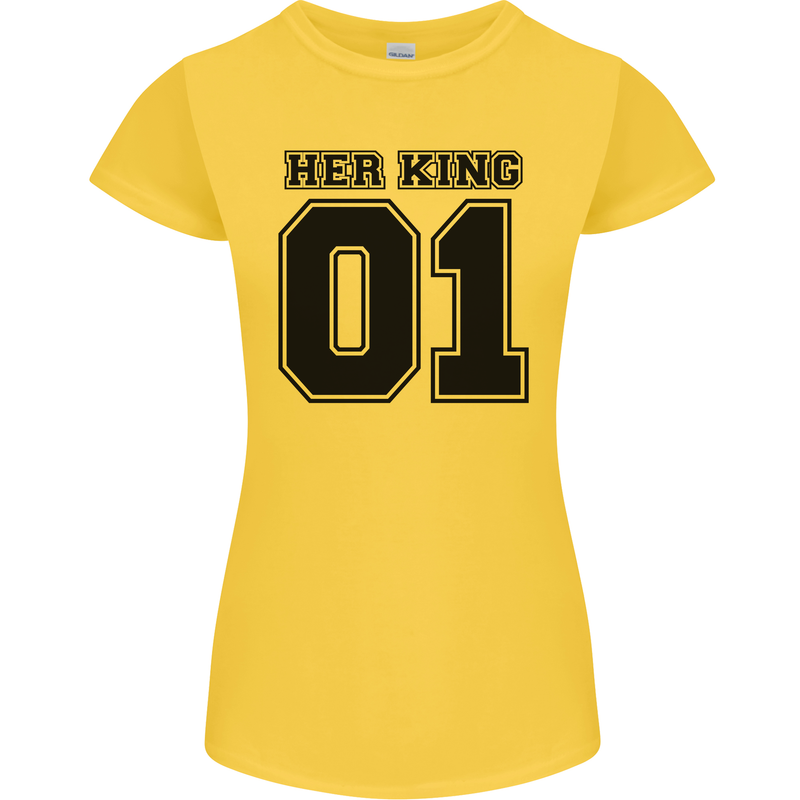 Her King Funny Valentines Day Womens Petite Cut T-Shirt Yellow