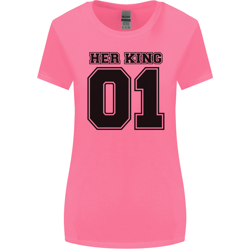 Her King Funny Valentines Day Womens Wider Cut T-Shirt Azalea