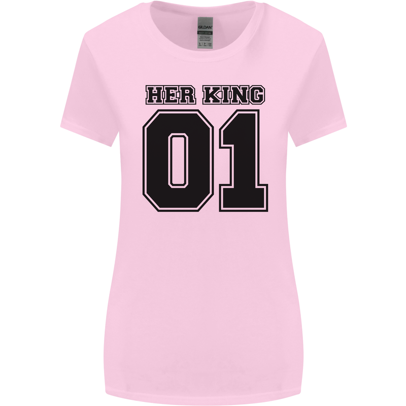 Her King Funny Valentines Day Womens Wider Cut T-Shirt Light Pink