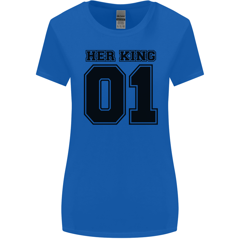 Her King Funny Valentines Day Womens Wider Cut T-Shirt Royal Blue