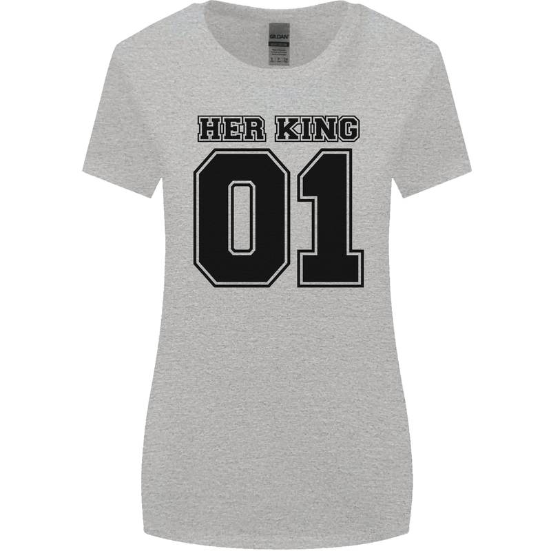 Her King Funny Valentines Day Womens Wider Cut T-Shirt Sports Grey